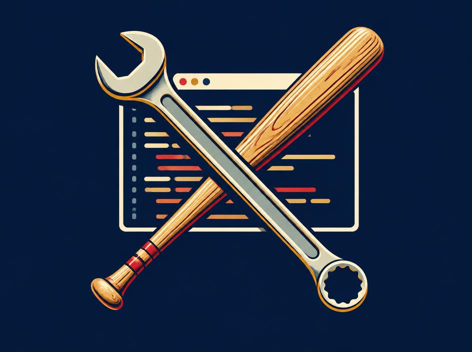 Wrench and bat over website code.